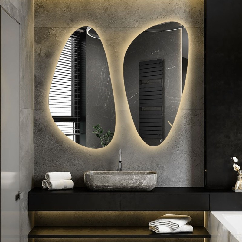 Set de două oglinzi de formă neregulată cu iluminare - SELENIT LED