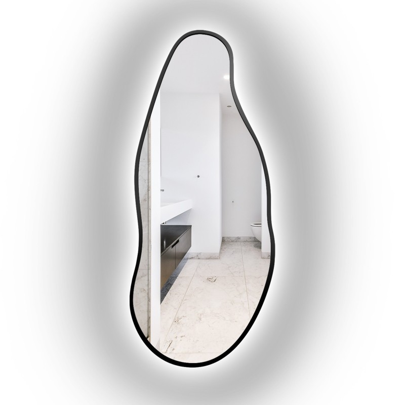 Oglindă cu formă organică în ramă cu iluminare - BARYT ÎN CADRU LED