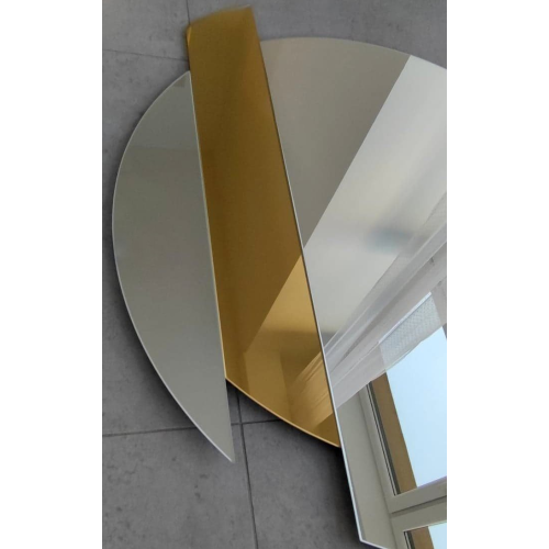 Oglindă decorativă rotundă cu dungă aurie - BONA