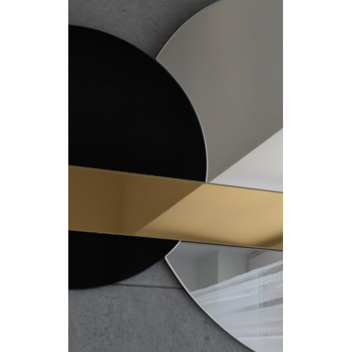 Set de oglinzi decorative panou auriu și lacobel negru - GOLD MOON