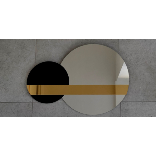 Set de oglinzi decorative panou auriu și lacobel negru - GOLD MOON