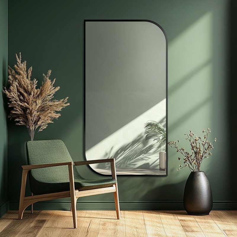 Oglindă cu ramă neagră din MDF SLIM - TEARDROP - culoarea ramei la alegere