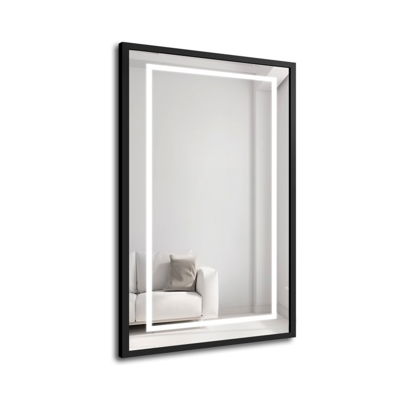 Oglindă în ramă neagră cu iluminare - 1503 LED I - culoarea ramei la alegere