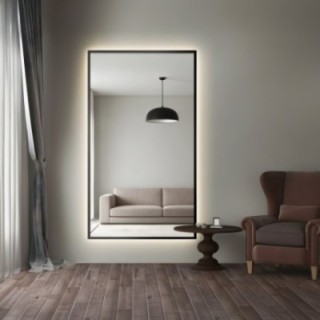 Oglindă în ramă neagră cu iluminare - 1503 LED - culoarea ramei la alegere