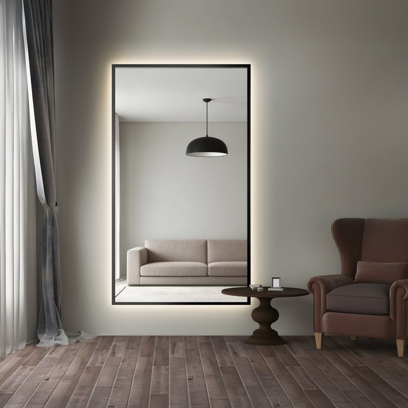 Oglindă în ramă neagră cu iluminare - 1503 LED - culoarea ramei la alegere