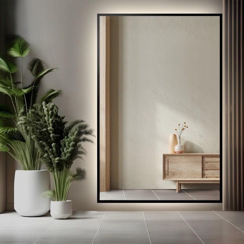 Oglindă în ramă neagră cu iluminare - 1503 LED - culoarea ramei la alegere