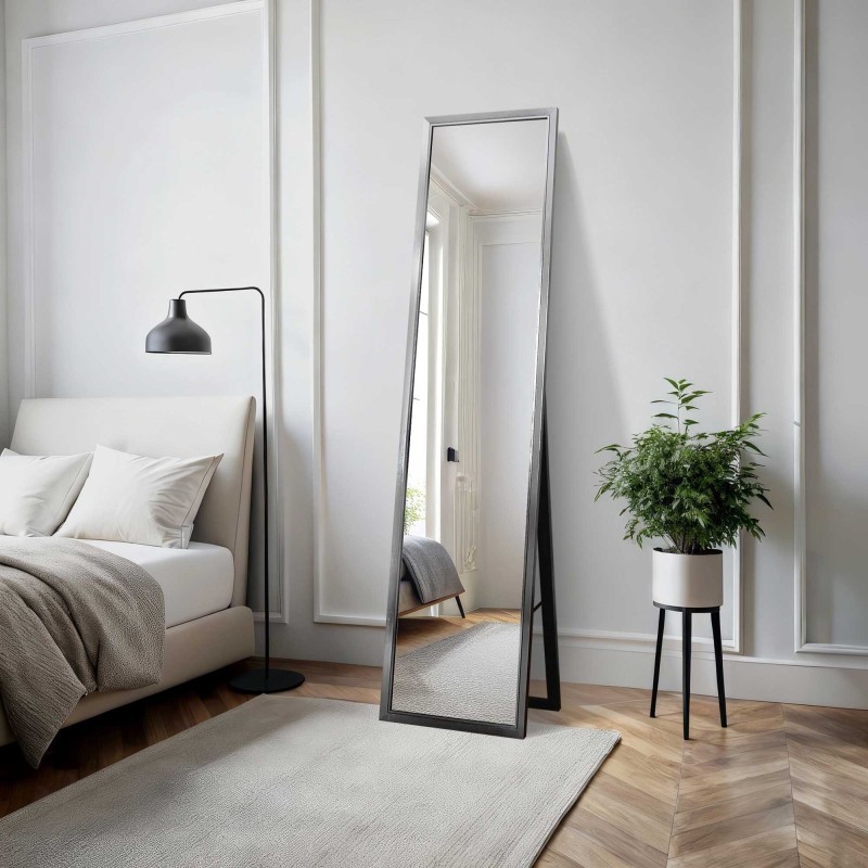 Oglindă de podea pentru dressing, în ramă elegantă din lemn - 2801 - culoarea ramei la alegere