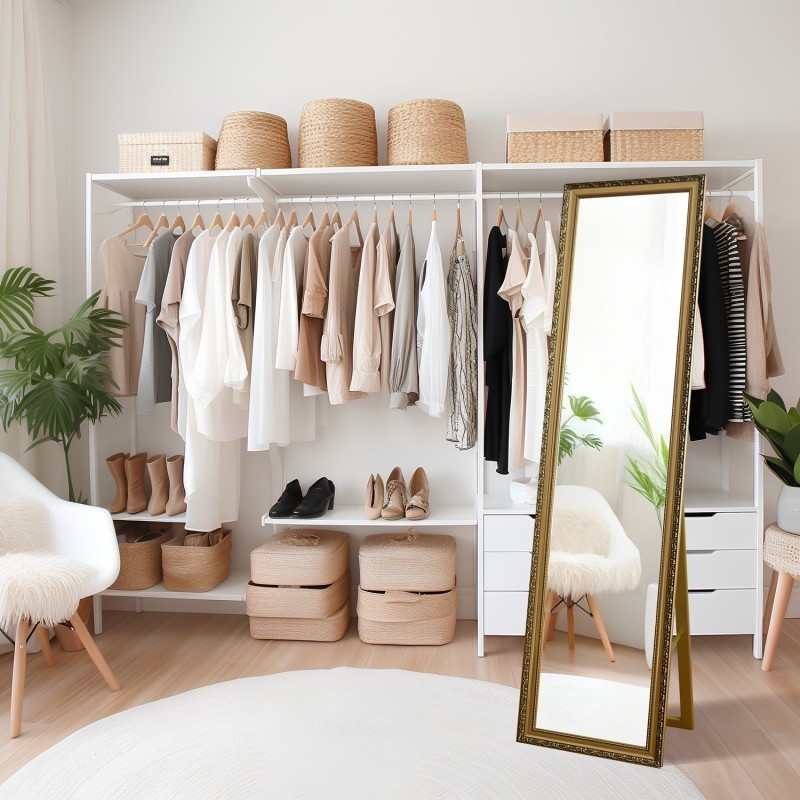 Oglindă de podea în ramă decorativă din lemn - 4001 - culoarea ramei la alegere