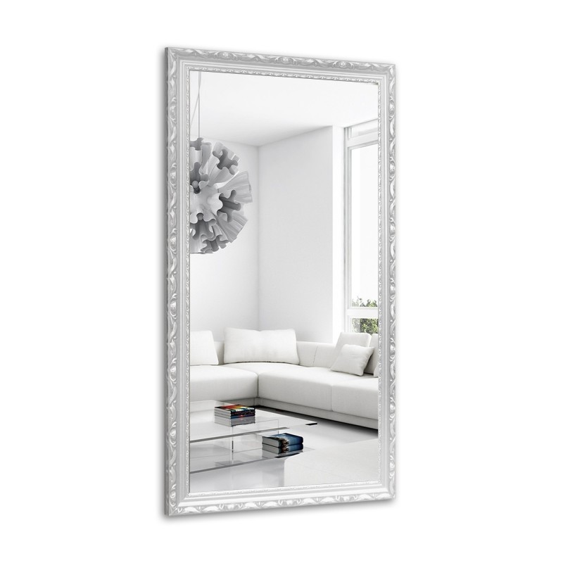 Oglindă în ramă de lemn ornamentală albă - 5004001