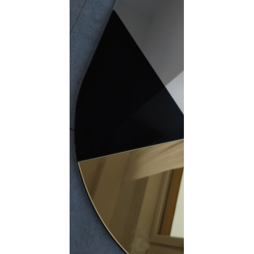 Oglindă ovală cu panou decorativ de culoare auriu-cupru și lacobel negru - RIO