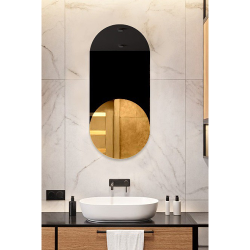 Oglindă decorativă ovală exclusivistă cu lacobel negru - ONYX