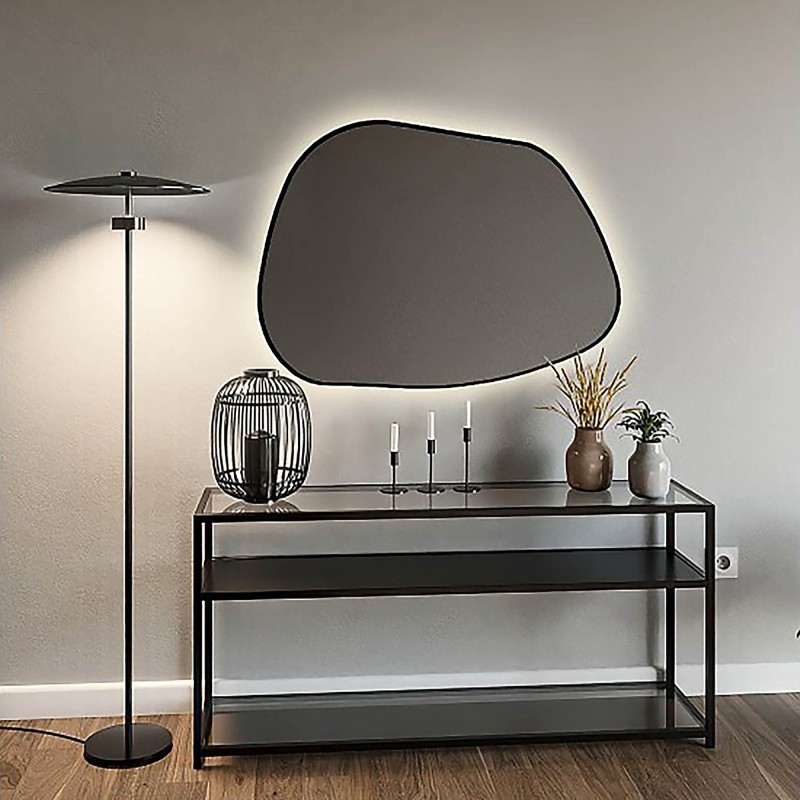 Oglindă de formă organică cu iluminare - BAZALT ÎN CADRU LED