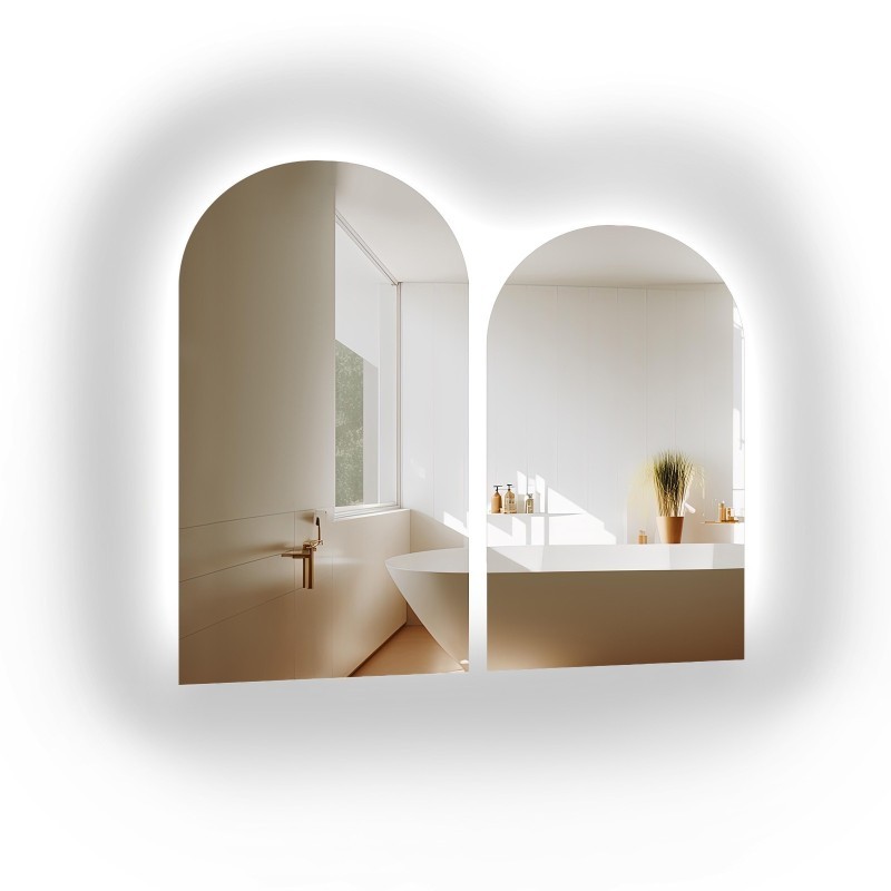 Set de două oglinzi de baie semi-oval cu iluminare - FRANK LED SET