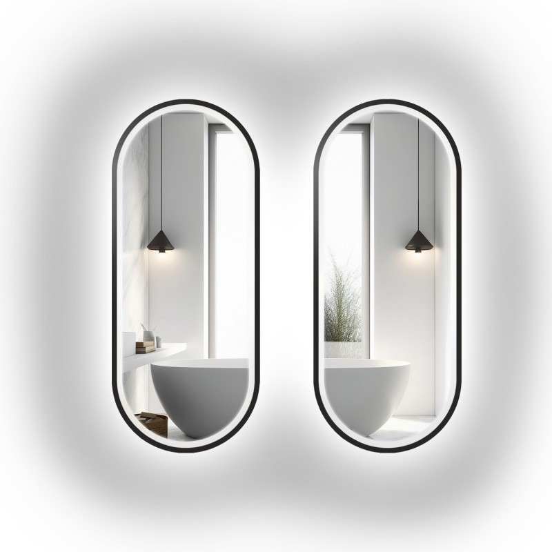 Set de oglinzi ovale în ramă mdf cu iluminare - OSKAR LED SET II