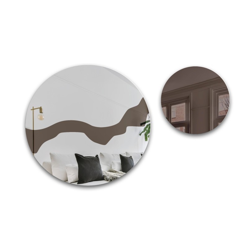 Oglinzi rotunde pe placă maro – MOCHA NOUGAT
