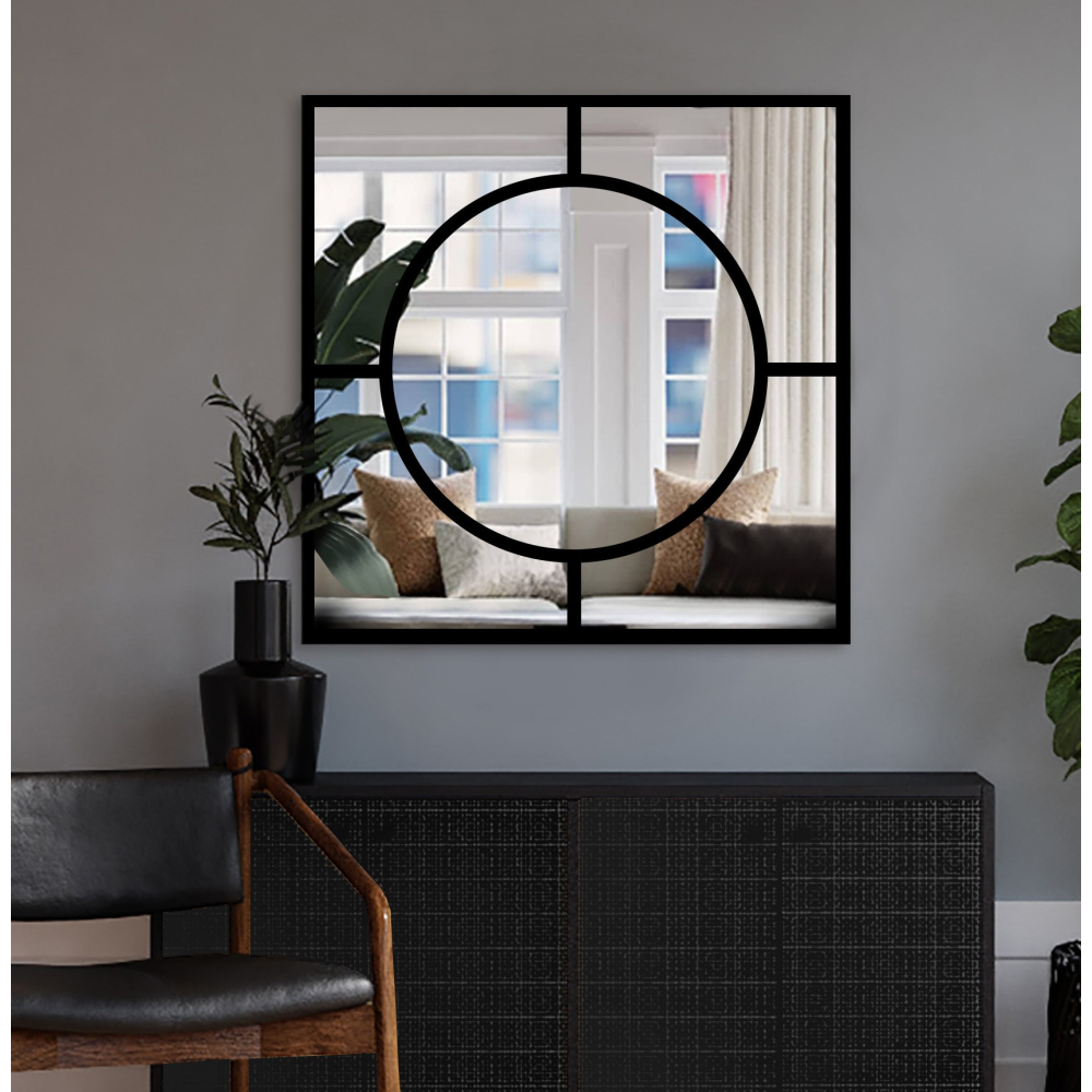 Oglindă pătrată din MDF cu cerc de mansardă - MERA