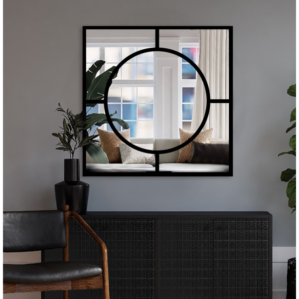 Oglindă pătrată din MDF cu cerc de mansardă - MERA