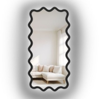 Oglindă dreptunghiulară cu ramă ondulată din MDF și iluminare interioară - AQUARELLE MARELLA LED