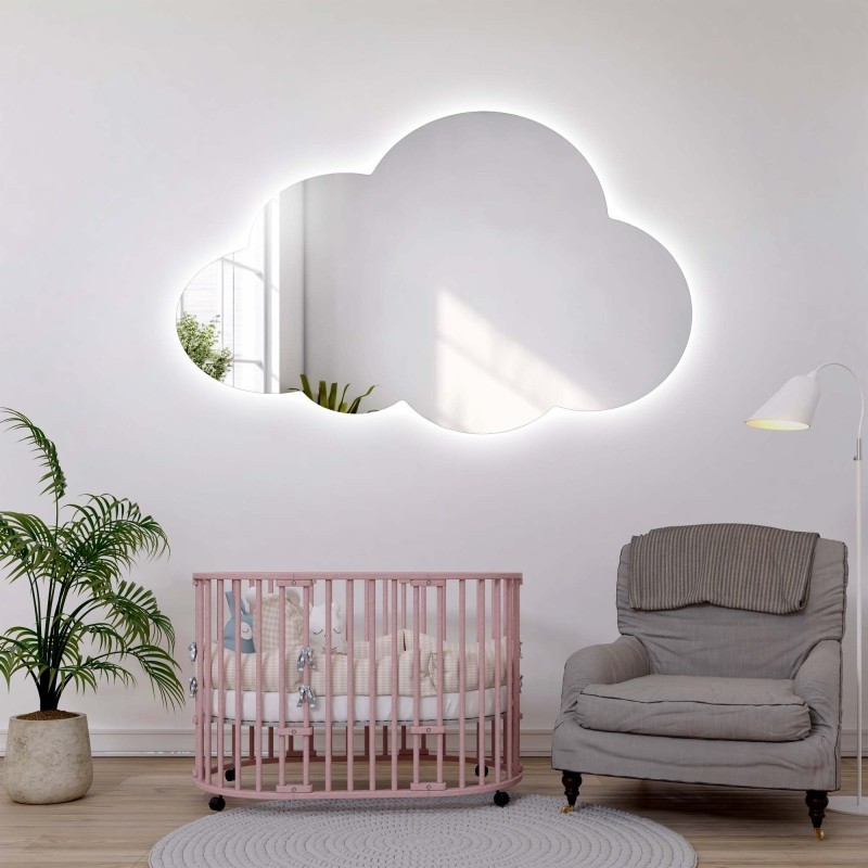 Oglindă pentru camera copiilor în formă de nor cu iluminare – CLOUD LED