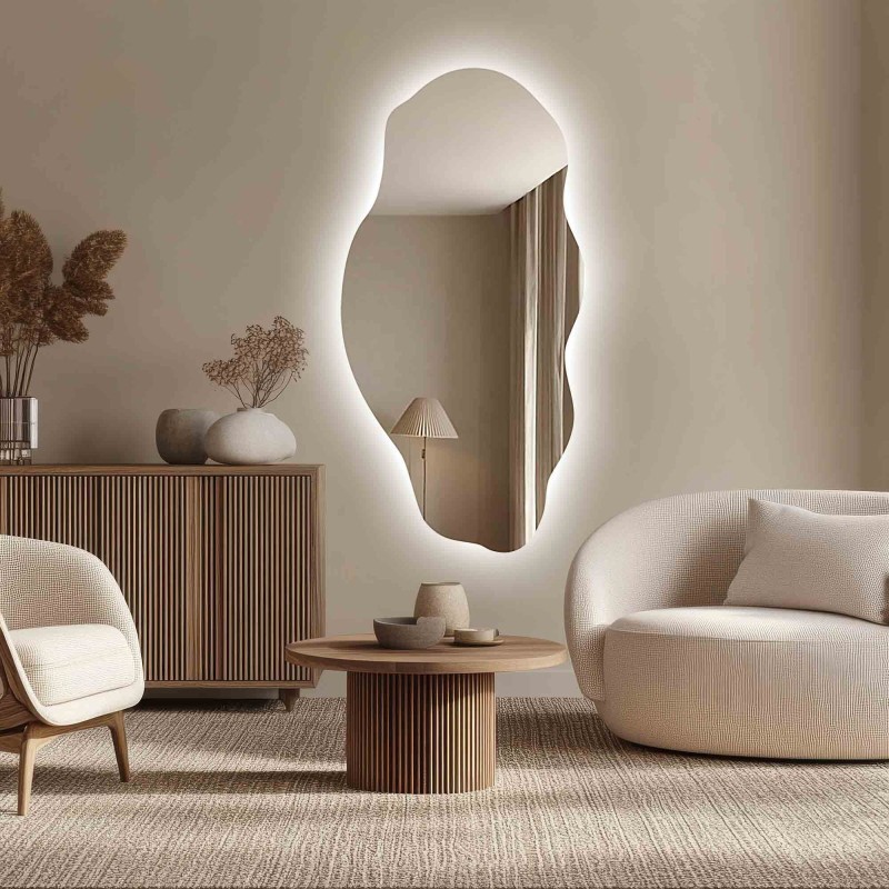 Oglindă decorativă cu formă organică și iluminare - LOLIT LED