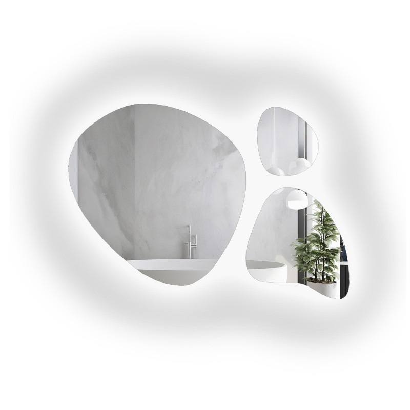 Set de trei oglinzi organice cu iluminare - FLORA LED