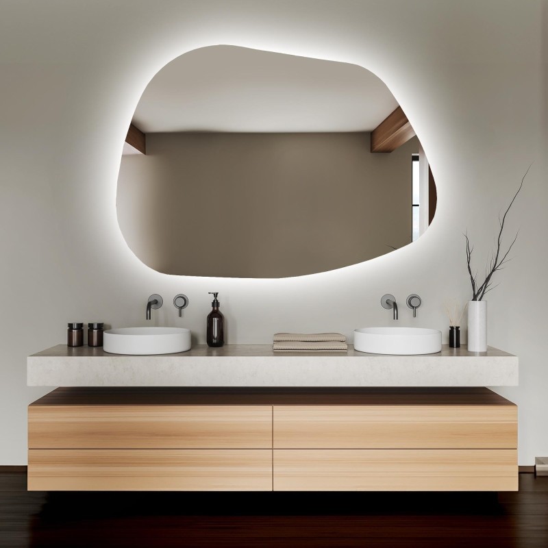 Oglindă de formă organică cu iluminare - BAZALT LED