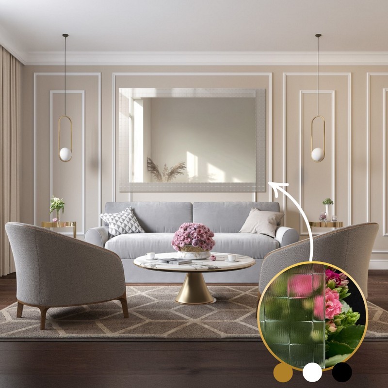 Oglindă decorativă dreptunghiulară pe sticlă ornamentală Master Flex - LUXORA ETERION