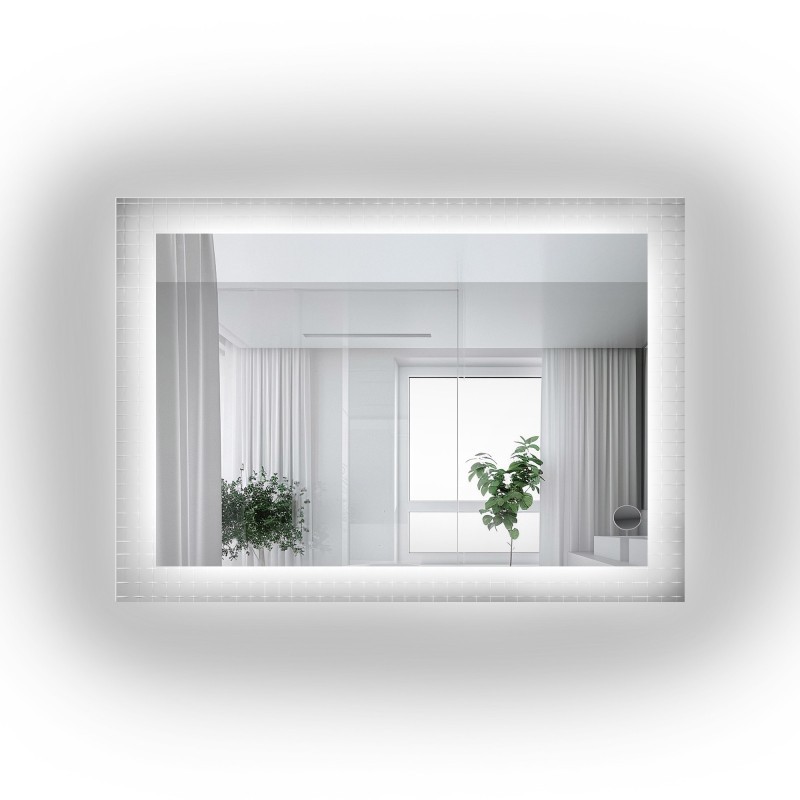 Oglindă dreptunghiulară pe sticlă ornamentală Master Flex cu iluminare - LUXORA ETERION LED