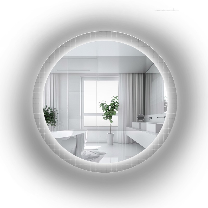 Oglindă rotundă pe sticlă ornamentală Master Flex cu iluminare - LUXORA FROSTED LED