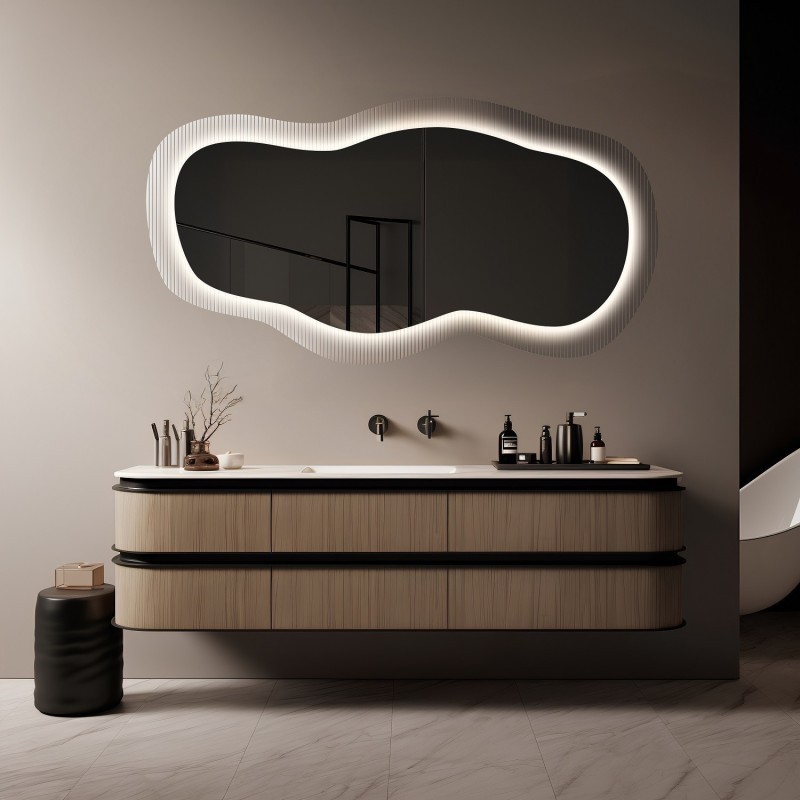 Oglindă pe sticlă ornamentală Estriado cu iluminare - LUXORA GLASORI LED