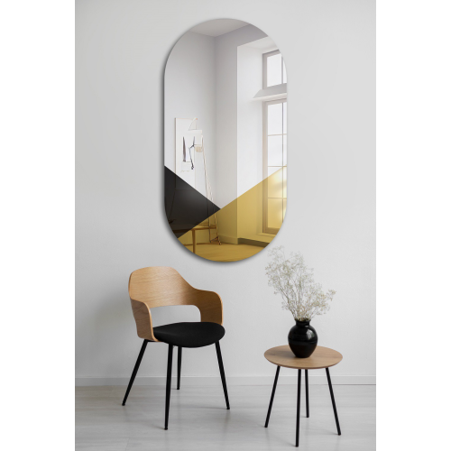 Oglindă decorativă ovală exclusivistă în negru și auriu - ROYAL