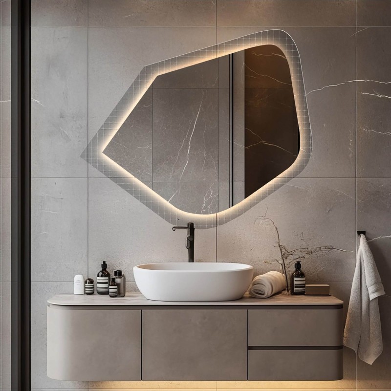 Oglindă pe sticlă ornamentală Master Flex cu iluminare - LUXORA PRISTAL LED