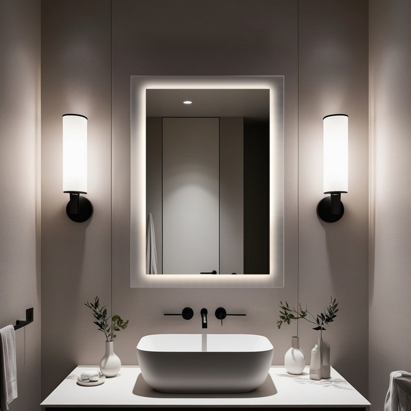 Oglindă dreptunghiulară pe sticlă ornamentală Master Point cu iluminare - LUXORA SOLEIL LED