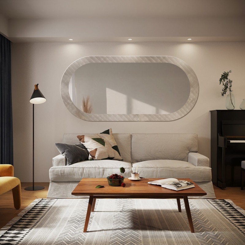 Oglindă decorativă ovală pe sticlă ornamentală Master Soft - LUXORA VESPER