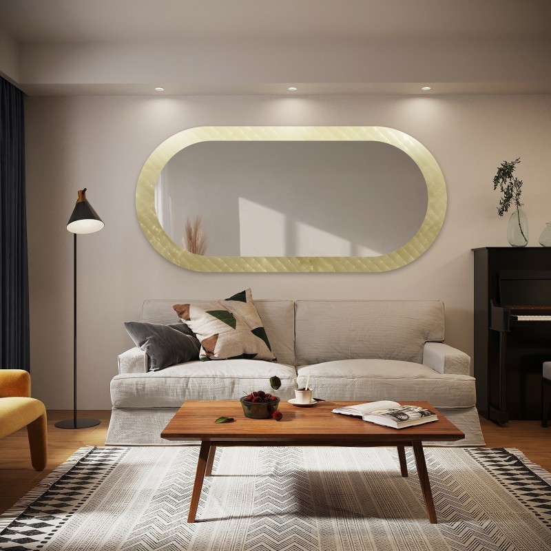 Oglindă decorativă ovală pe sticlă ornamentală Master Soft - LUXORA VESPER