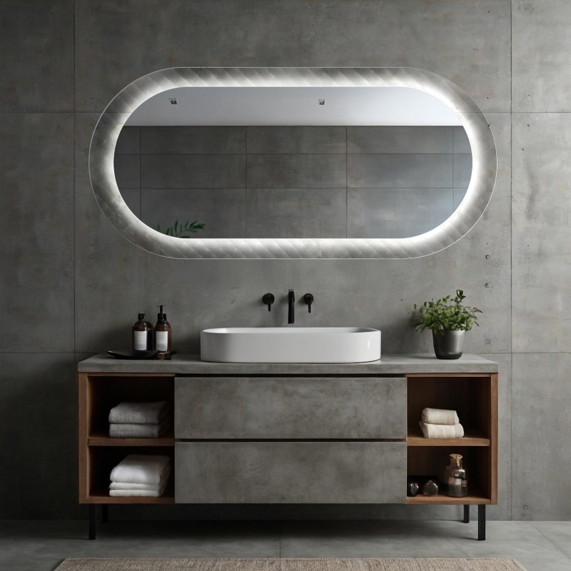 Oglindă ovală pe sticlă ornamentală Master Soft cu iluminare - LUXORA VESPER LED