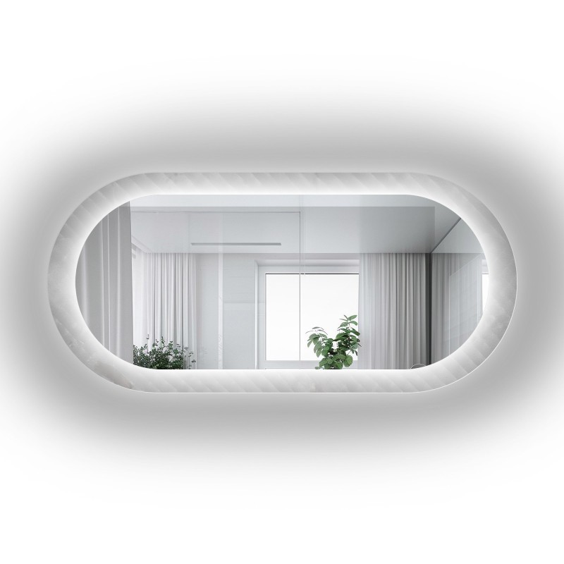 Oglindă ovală pe sticlă ornamentală Master Soft cu iluminare - LUXORA VESPER LED
