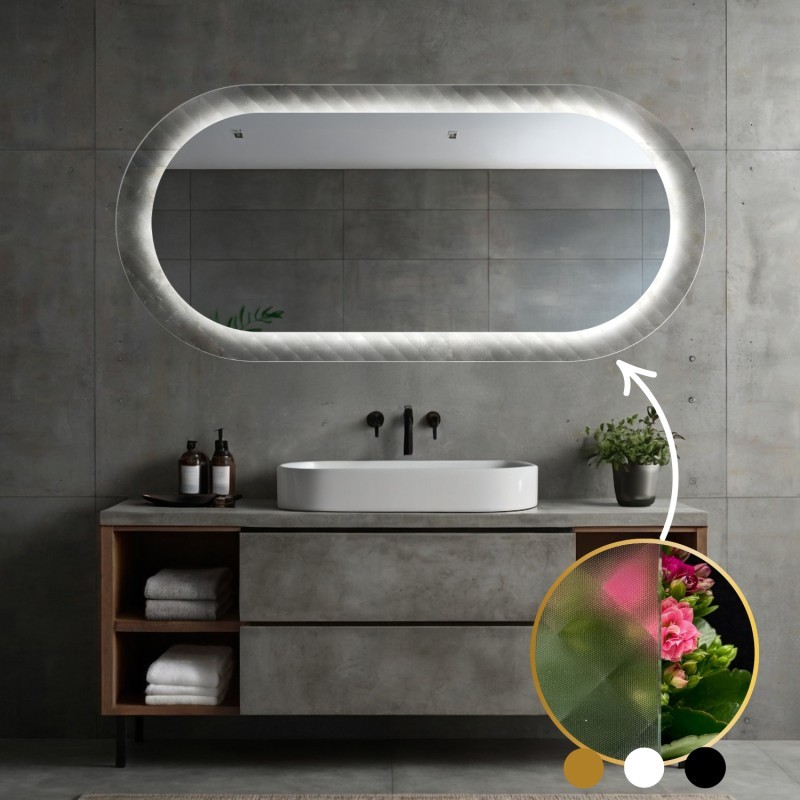 Oglindă ovală pe sticlă ornamentală Master Soft cu iluminare - LUXORA VESPER LED