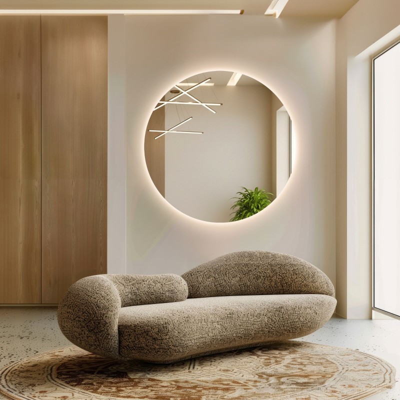 Oglindă de baie rotundă cu iluminare - CERC LED