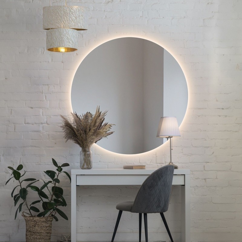 Oglindă de baie rotundă cu iluminare - CERC LED