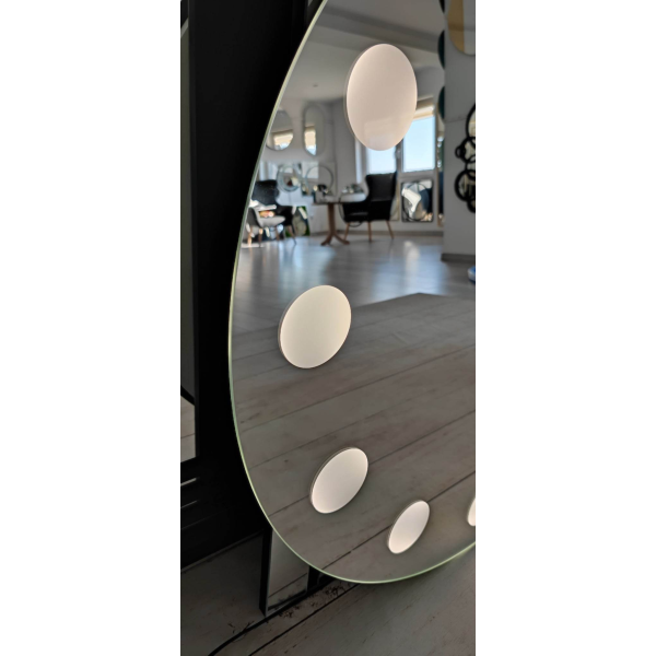 Oglindă rotundă de masă de toaletă cu iluminare LED - HOLLYWOOD