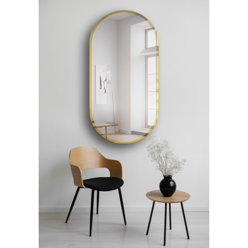 Oglindă ovală cu ramă aurie lucioasă - BONITA