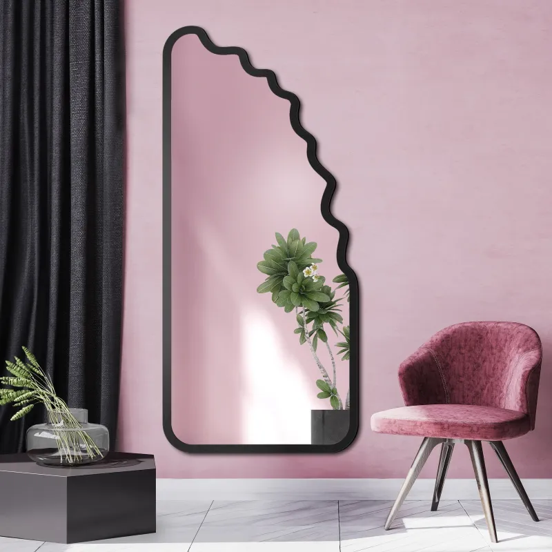 Oglindă neregulată în cadru MDF BLOBS FLUX — Memphis design în amenajări interioare