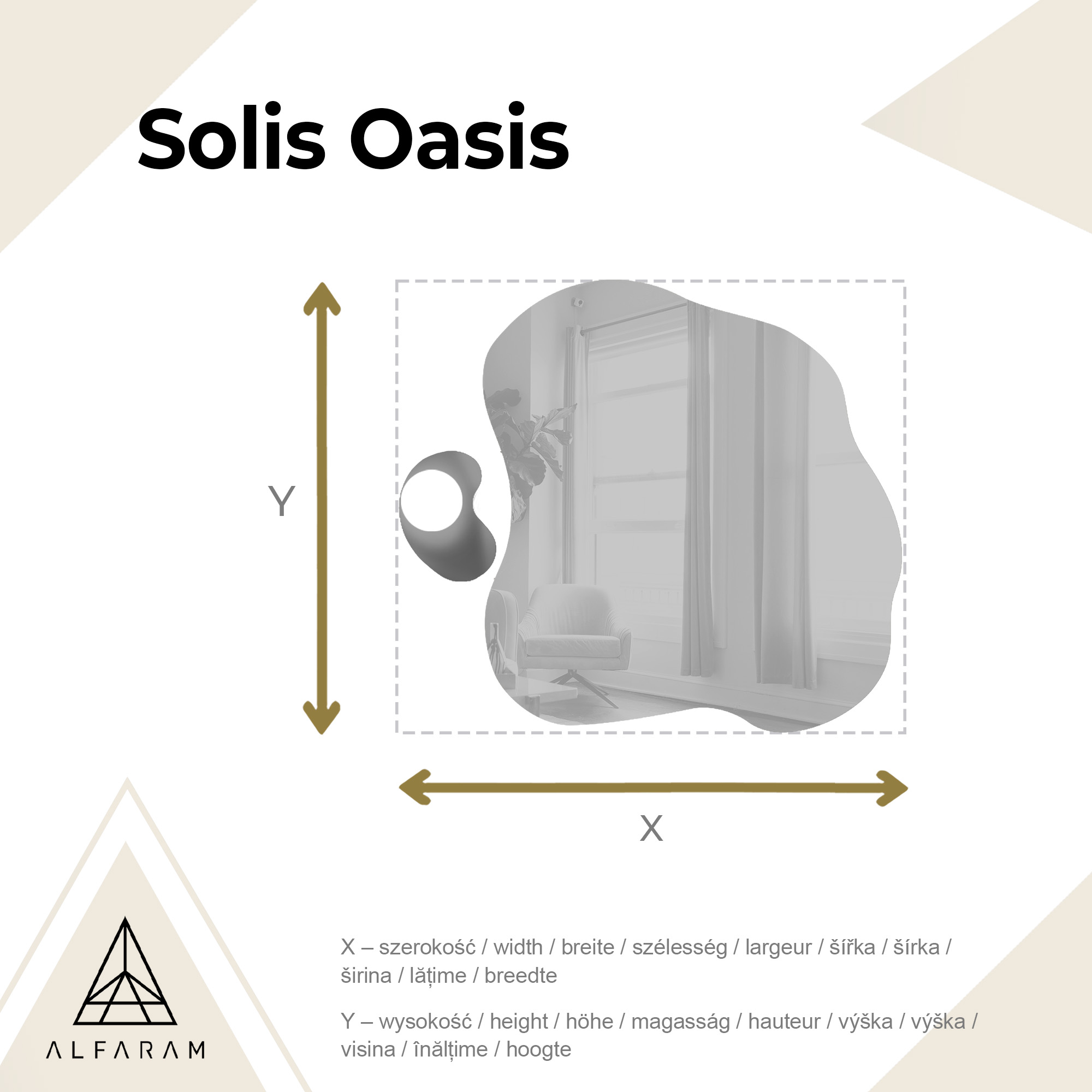 Oglindă cu formă organică și lampă - SOLIS OASIS